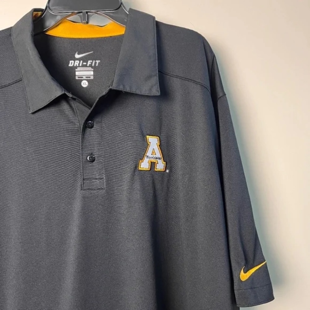 Nike DriFit Collared Black Appalachian State Mountaineers Logo Button Polo XL